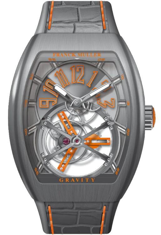 Best FRANCK MULLER Vanguard Gravity Tourbillon Brushed Titanium - Orange V 45 T GR CS (OR) (BR TT) (TT.TT OR) Replica Watch